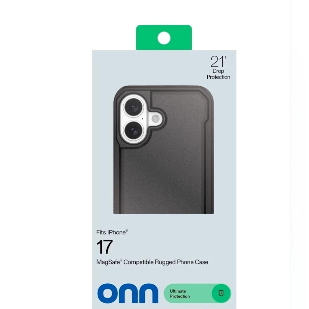 onn MagSafe Compatible Rugged Phone Case for iPhone 17 - Black‎ New In Box